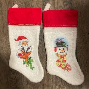 Vintage Pair Christmas Felt Stockings
